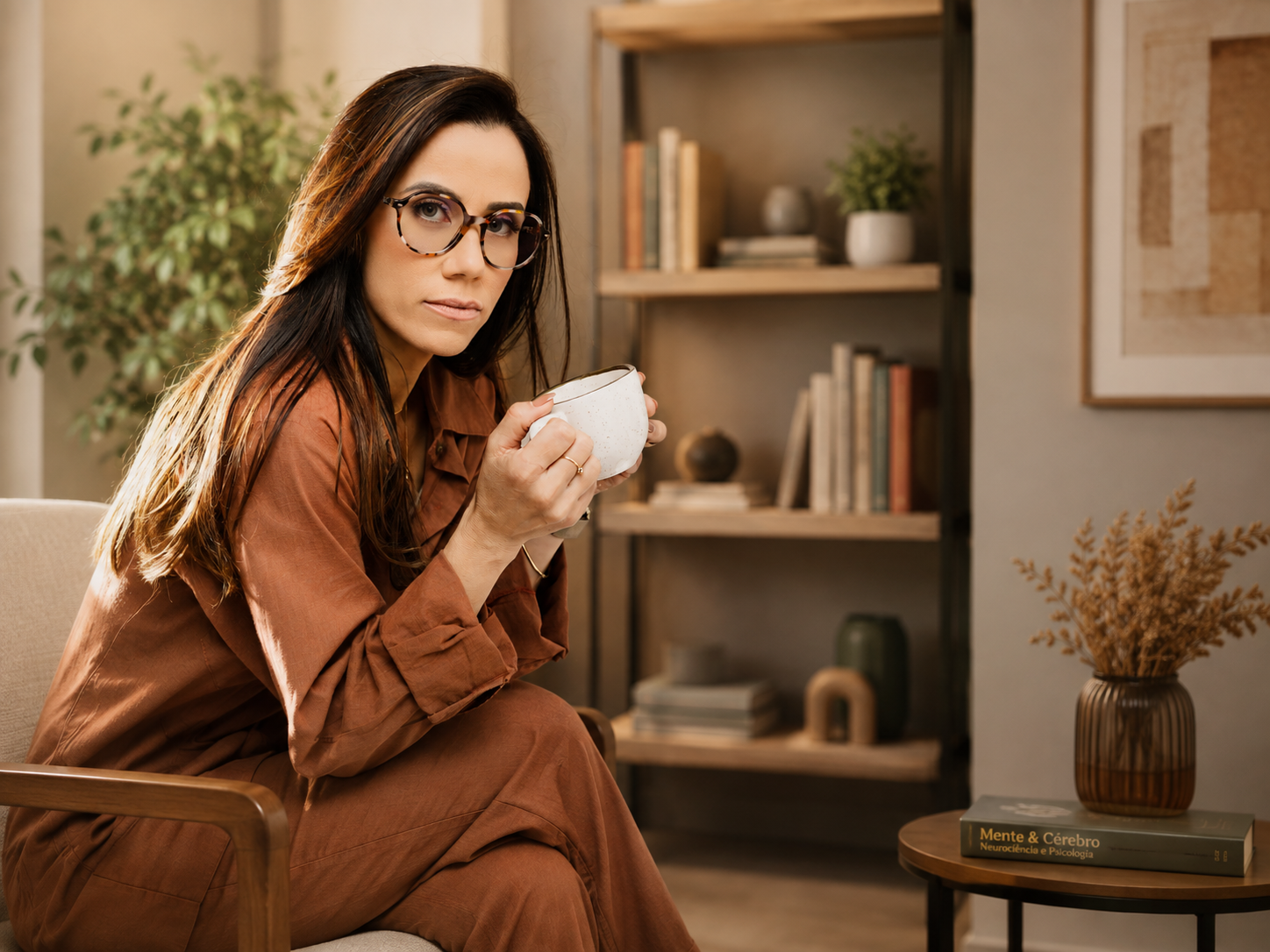 Ana Cristina Barros em ambiente profissional acolhedor